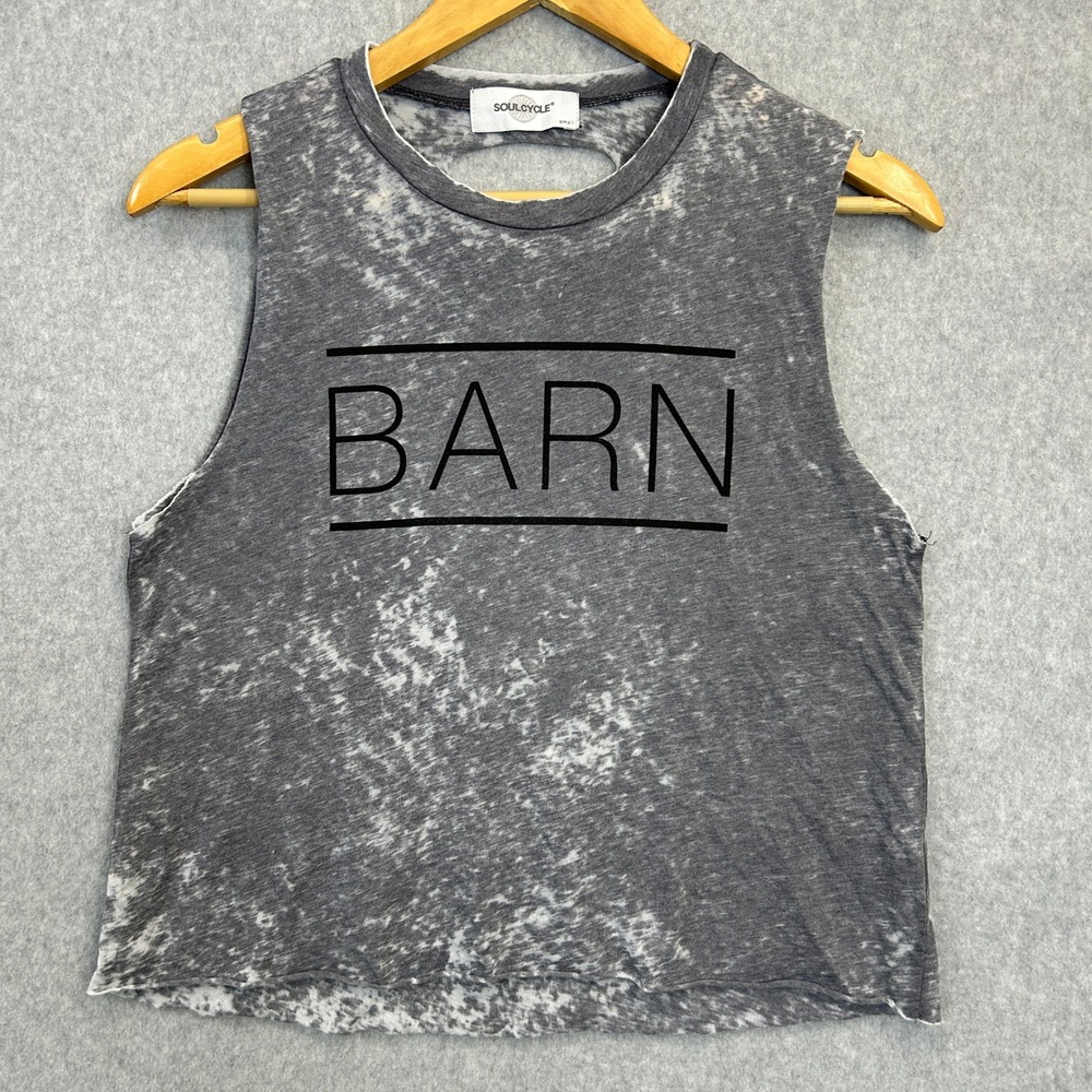 SoulCycle Small The Barn Bridgehampton Hamptons Distressed Cutout Crop Tank Top